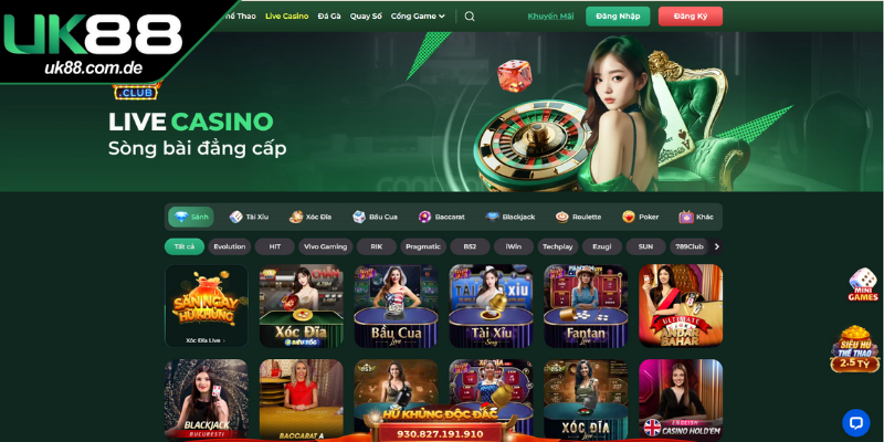 Khám phá live casino UK88 với công nghệ livestream tiên tiến
